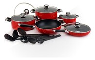 Bateria De Cocina Antiadherente 16 Piezas Alpine Cuisine Roja