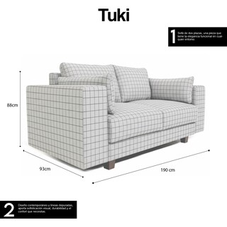 Foto 2 | Foto 2 | Sillón Coprire Tuki 2 Plazas Tela Gris Claro