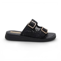 Sandalias Golden Shoes 2500 Negro Doble Hebilla Para Mujer
