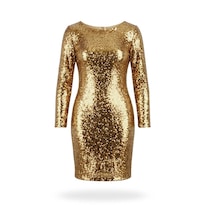 Vestido Lentejuela Dorado para Mujer