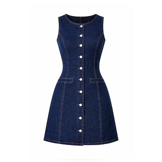 Foto 1 | Foto 1 | Vestido Mezclilla Corto con Botones Azul para Mujer