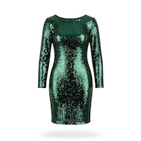 Vestido Lentejuela Verde Claro para Mujer