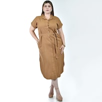 Vestido Roman Fashion De Lino En Tallas Extras Para Mujer