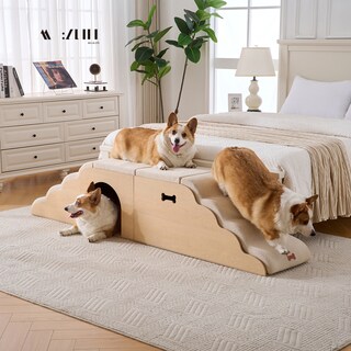 Foto 3 | Foto 3 | Escalera Con Casa Para Perros Y Gatos Funda Desmontable Beige