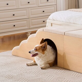 Foto 5 | Foto 5 | Escalera Con Casa Para Perros Y Gatos Funda Desmontable Beige