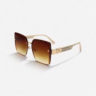 Foto 1 | Foto 1 | Gafas De Sol Genéricas Square De Gran Tamaño Color Marrón Con Detalles Dorados - Venta Internacional.