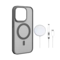 Funda para iPhone 13 con Cargador Inalámbrico 15w y Mica De Vidrio Eo Safe Imports Esi-24538 Gris