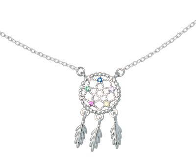 Foto 1 | Foto 1 | Collar Gargantilla Atrapa Sueños Con Circonias 45cm Horoz Plata .925 V7 Cp639