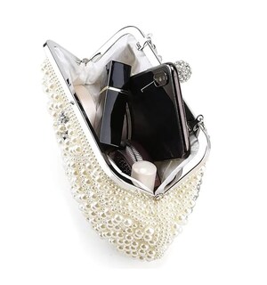 Foto 3 | Foto 3 | Bolso De Noche Perlas Para Fiesta Blanco