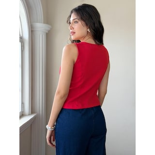 Foto 3 | Foto 3 | Chaleco Jaretas Escote Cuadrado Rojo