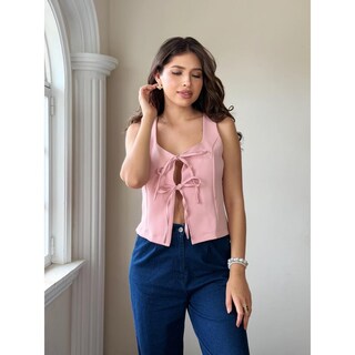 Foto 2 | Foto 2 | Chaleco Jaretas Escote Cuadrado Rosa