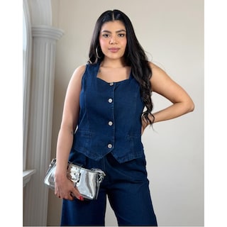 Foto 5 | Foto 5 | Conjunto De Mezclilla Chaleco Cuadrado Azul Petroleo