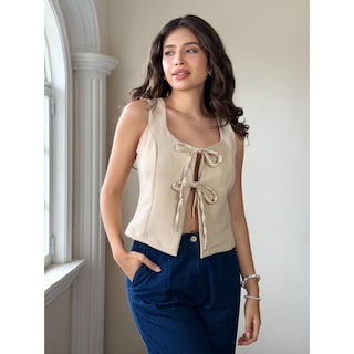 Foto 2 | Foto 2 | Chaleco Jaretas Escote Cuadrado Beige