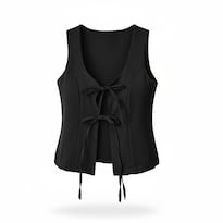 Chaleco Jaretas Escote Cuadrado Negro