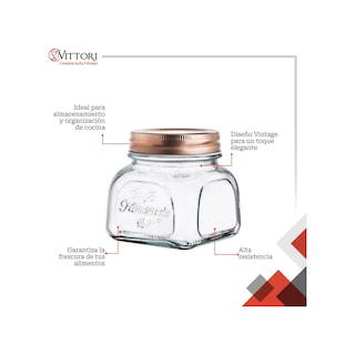 Foto 4 | Foto 4 | Frascos Especieros Vittori Vintage Vidrio 280ml Tapa Rosca 4 Piezas