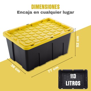 Foto 3 | Foto 3 | Set 4 Cajas Organizadoras Uso Rudo X-pross 30 Galones Amarillo Con Tapa Apilables