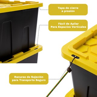 Foto 5 | Foto 5 | Set 4 Cajas Organizadoras Uso Rudo X-pross 30 Galones Amarillo Con Tapa Apilables