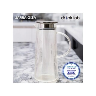 Foto 2 | Foto 2 | Jarra De Vidrio Drinklab Giza 1.3 Litros Con Tapa Acero Inoxidable 2 Piezas Transparente