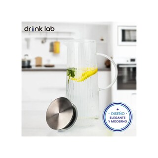 Foto 3 | Foto 3 | Jarra De Vidrio Drinklab Giza 1.3 Litros Con Tapa Acero Inoxidable 2 Piezas Transparente
