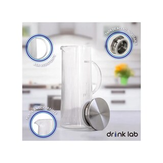Foto 5 | Foto 5 | Jarra De Vidrio Drinklab Giza 1.3 Litros Con Tapa Acero Inoxidable 2 Piezas Transparente
