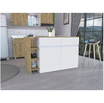 Barra Desayunador De Cocina Con Repisas Para Almacenamiento Color Blanco Y Beige | Excelsior