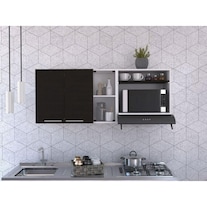 Gabinete De Cocina Con 2 Puertas 4 Entrepaños Locero Y Portavasos Color Wengue | Excelsior