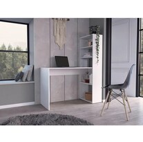 Escritorio Para Computadora Con Estantería Lateral Y 2 Entrepaños Color Blanco | Excelsior