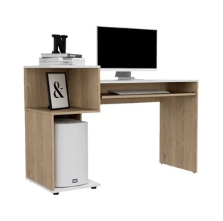 Foto 2 | Foto 2 | Escritorio Para Computadora Con Torre Lateral Organizadora Bandeja Teclado Color Beige Y Blanco | Excelsior