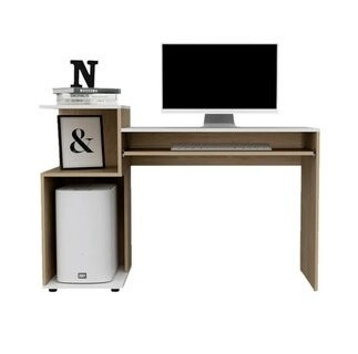 Foto 3 | Foto 3 | Escritorio Para Computadora Con Torre Lateral Organizadora Bandeja Teclado Color Beige Y Blanco | Excelsior