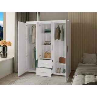 Foto 2 | Foto 2 | Closet Armario Con 4 Puertas 2 Cajones Y 3 Tubos Para Colgar Ropa Color Blanco | Excelsior