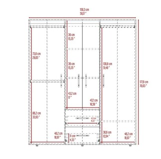 Foto 5 | Foto 5 | Closet Armario Con 4 Puertas 2 Cajones Y 3 Tubos Para Colgar Ropa Color Blanco | Excelsior