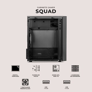 Foto 5 | Foto 5 | Gabinete Xtreme Pc Gaming Squad Mini Torre 1 Fan Frgb 500w Gris Cdxt900mv2