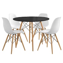 Set Comedor Mesa Redonda 80cm + 4 Sillas Eames