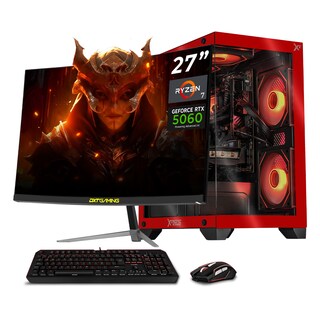 Foto 1 | Foto 1 | Pc Gamer Con Ia Xtreme Pc Gaming Rtx 5060 Ryzen 7 5700 32gb Ssd 1tb Monitor Curvo 27 180hz Sistema Liquido Red Gaming 1080p