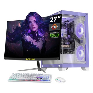Foto 1 | Foto 1 | Pc Gamer Con Ia Xtreme Pc Gaming Rtx 5060 Ryzen 7 5700 32gb Ssd 1tb Monitor Curvo 27 180hz Sistema Liquido Lila Gaming 1080p