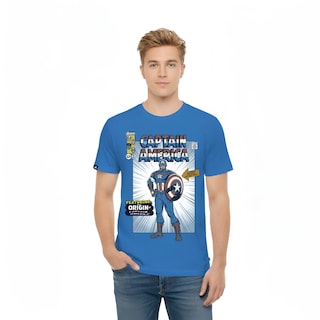 Foto 2 | Foto 2 | Playera Capitán América Comic Marvel Disney Azul Rey Unisex Original