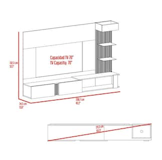 Foto 7 | Foto 7 | Panel Para Tv De Pared Con Repisas Puertas Y Luz Led 70 Pulgadas Color Capri Y Fresno Europeo | Excelsior