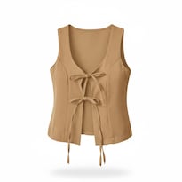 Chaleco Jaretas Escote Cuadrado Café