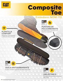 Foto 5 | Foto 5 | Bota De Trabajo Caterpillar Negro Piel Para Hombre