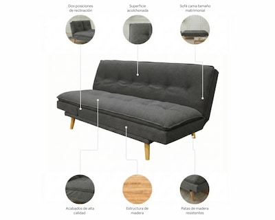 Foto 6 | Foto 6 | Sofá Cama Easy Living Modelo Brooks Con 5 Posiciones Diferentes Color Gris
