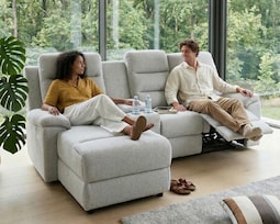 Sala Esquinera Reclinable Easy Living Modelo Dubai Color Gris Claro