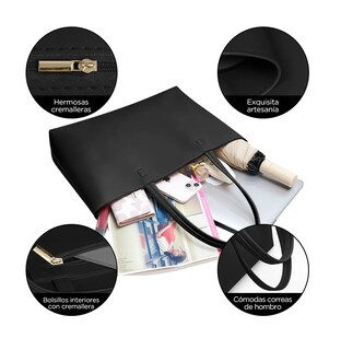 Foto 2 | Foto 2 | Bolso De Moda Cuero Pu Para Mujer Negro