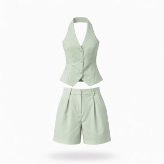 Foto 1 | Foto 1 | Conjunto De Short Con Chaleco Sin Espalda Verde Claro