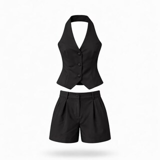 Foto 1 | Foto 1 | Conjunto De Short Con Chaleco Sin Espalda Negro