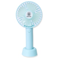 Ventilador De Mano 2 en 1 CM-TOP Con Base Para Escritorio, Recargable de color Azul