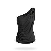 Top Drapeado 1 Manga Con Aplicacion Negro