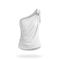 Top Drapeado 1 Manga Con Aplicacion Blanco