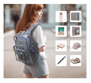 Foto 2 | Foto 2 | Mochila Transparente De Pvc Impermeable De Viaje Gris