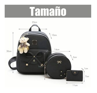 Foto 4 | Foto 4 | Conjunto De Mochila Y Bolsas Modernas Para Mujer 3 Piezas Negro