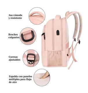 Foto 3 | Foto 3 | Mochila Escolar Antirobo E Impermeable 35 L Rosa